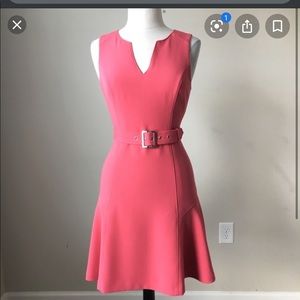 Dusty pink belted fit & flare